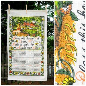VTG 1972 Linen Calendar Towel 'Bless This House'